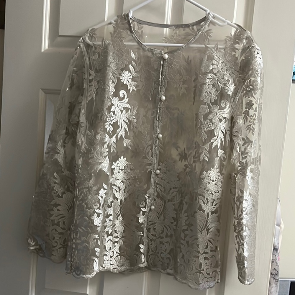 Lace Blouse with Floral Design